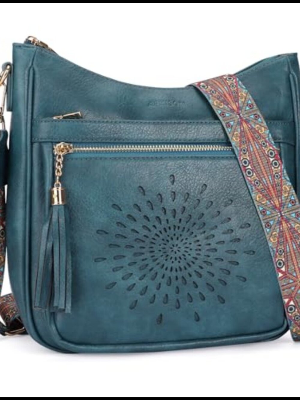 Vegan PU Leather Crossbody Bag Tassel Multi-Pocket Shoulder Purse